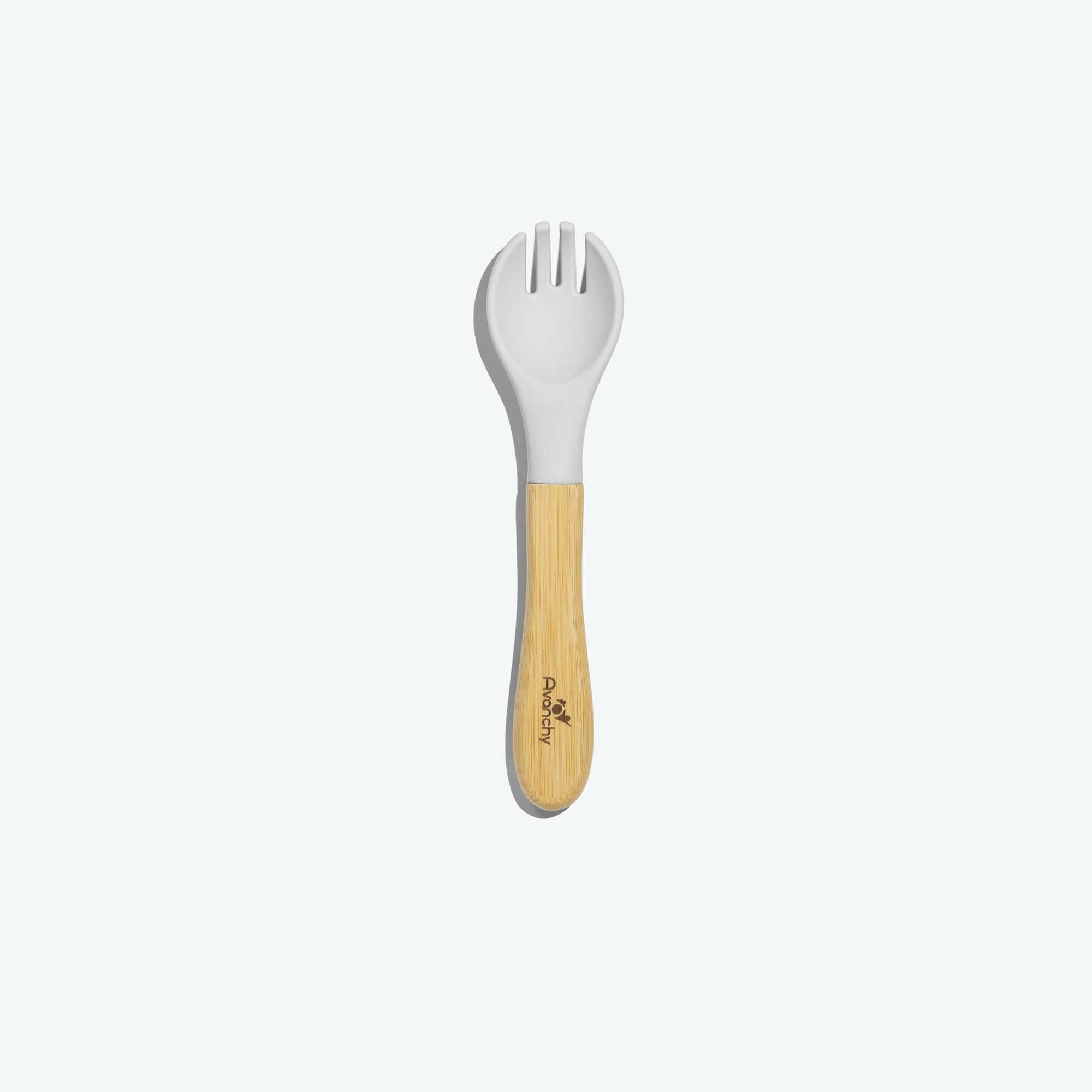 Avanchy Single Bamboo Training Fork Toddler Feeding Avanchy Sustainable Baby Dishware White