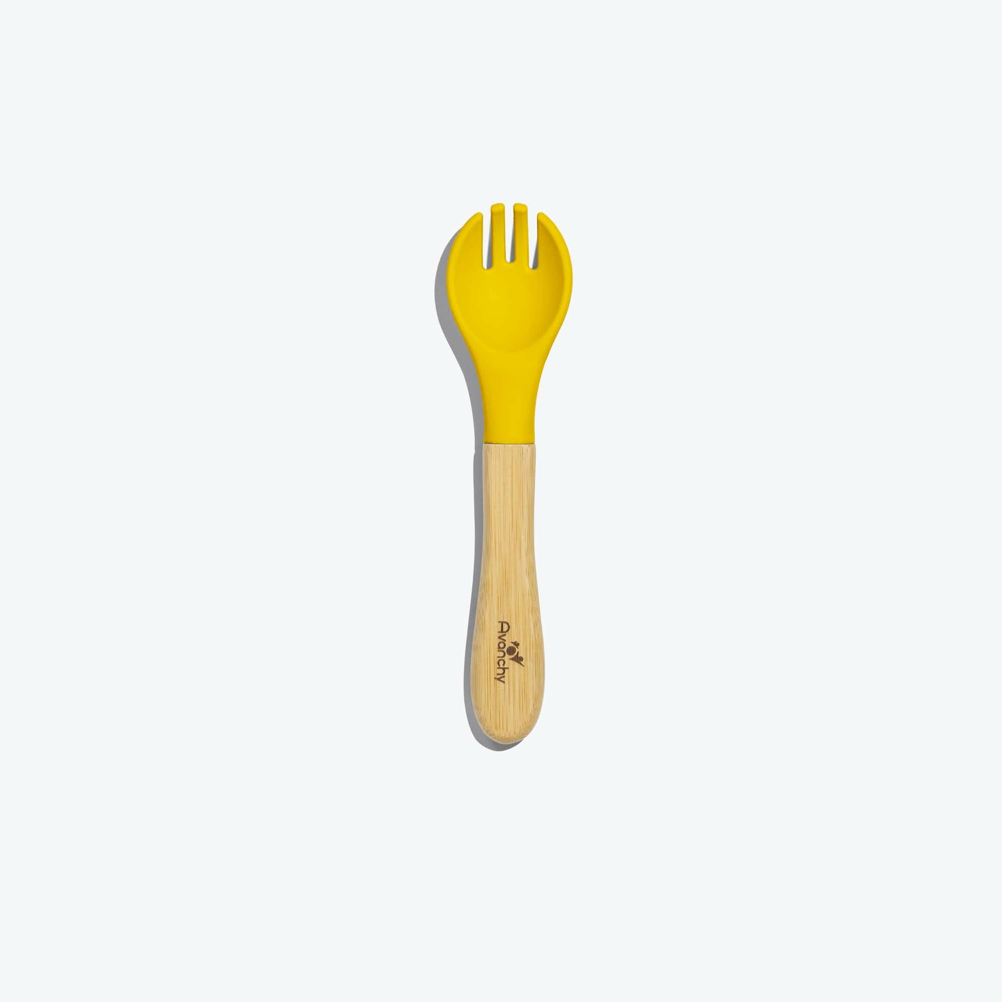 Avanchy Single Bamboo Training Fork Toddler Feeding Avanchy Sustainable Baby Dishware Yellow