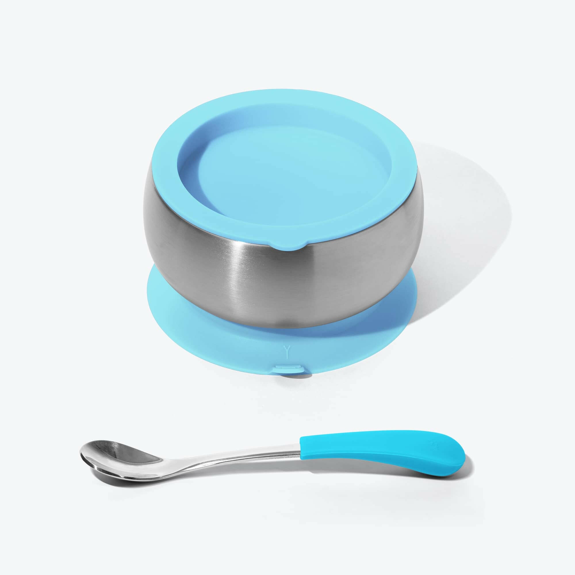 Avanchy Stainless Steel Baby Bowl with Spoon Combo + Air Tight Lid Baby Feeding Avanchy Sustainable Baby Dishware Blue Infant