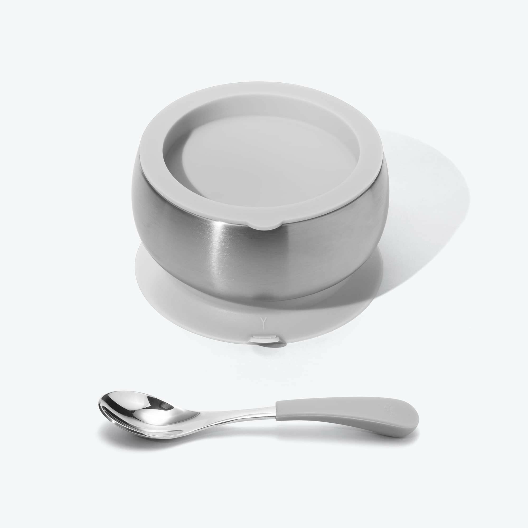 Avanchy Stainless Steel Baby Bowl with Spoon Combo + Air Tight Lid Baby Feeding Avanchy Sustainable Baby Dishware Gray Baby