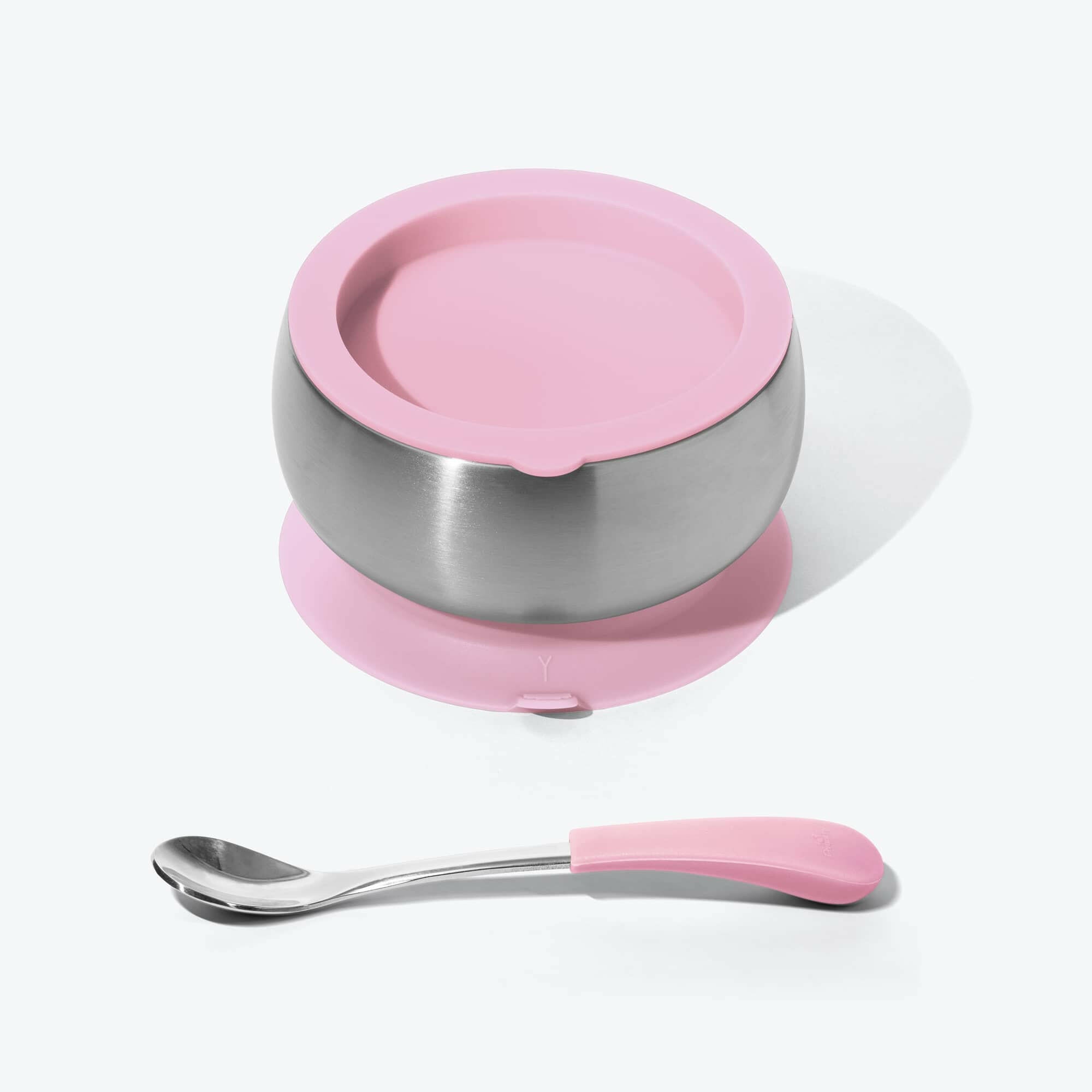 Avanchy Stainless Steel Baby Bowl with Spoon Combo + Air Tight Lid Baby Feeding Avanchy Sustainable Baby Dishware Pink Infant