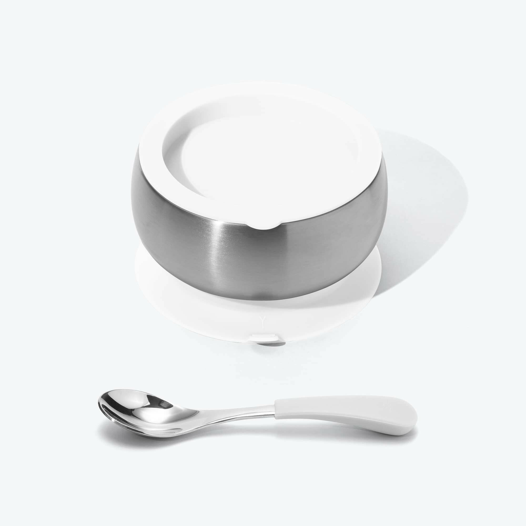 Avanchy Stainless Steel Baby Bowl with Spoon Combo + Air Tight Lid Baby Feeding Avanchy Sustainable Baby Dishware White Baby