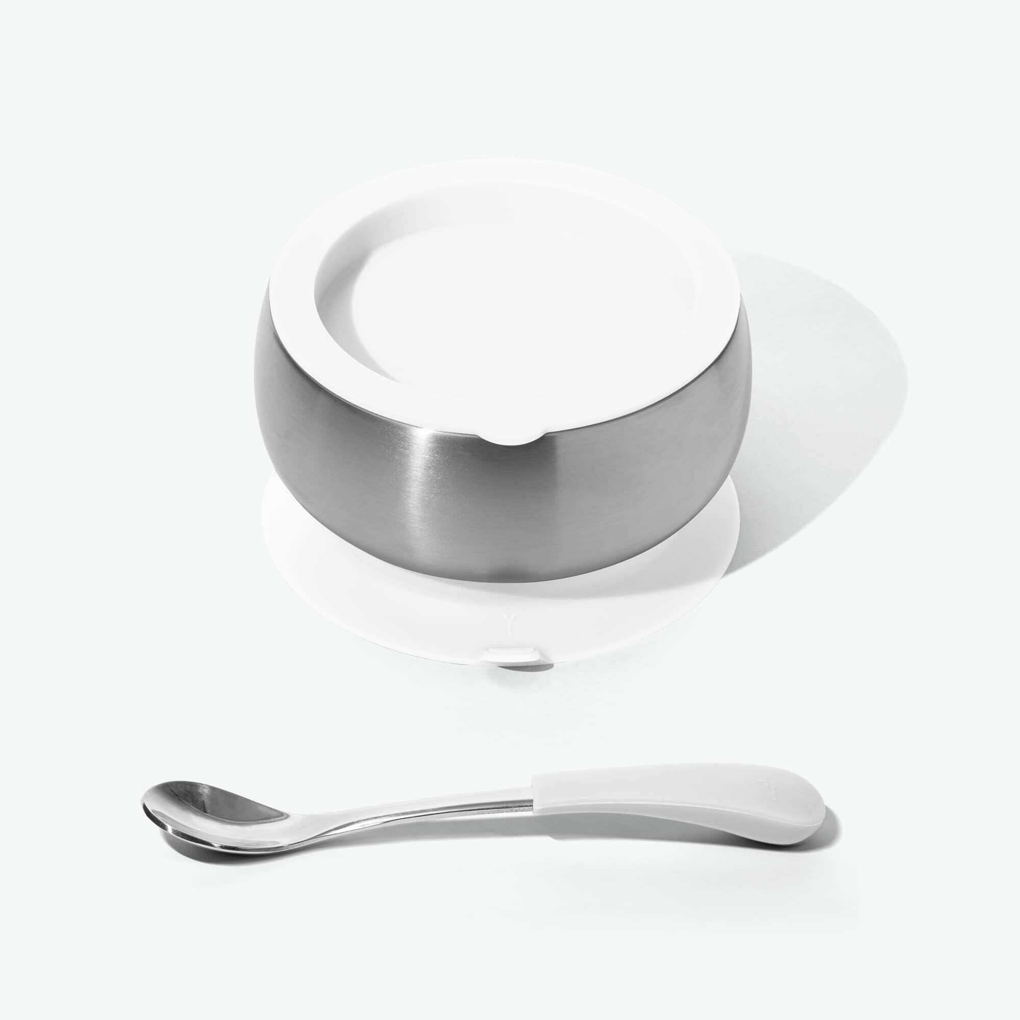 Avanchy Stainless Steel Baby Bowl with Spoon Combo + Air Tight Lid Baby Feeding Avanchy Sustainable Baby Dishware White Infant