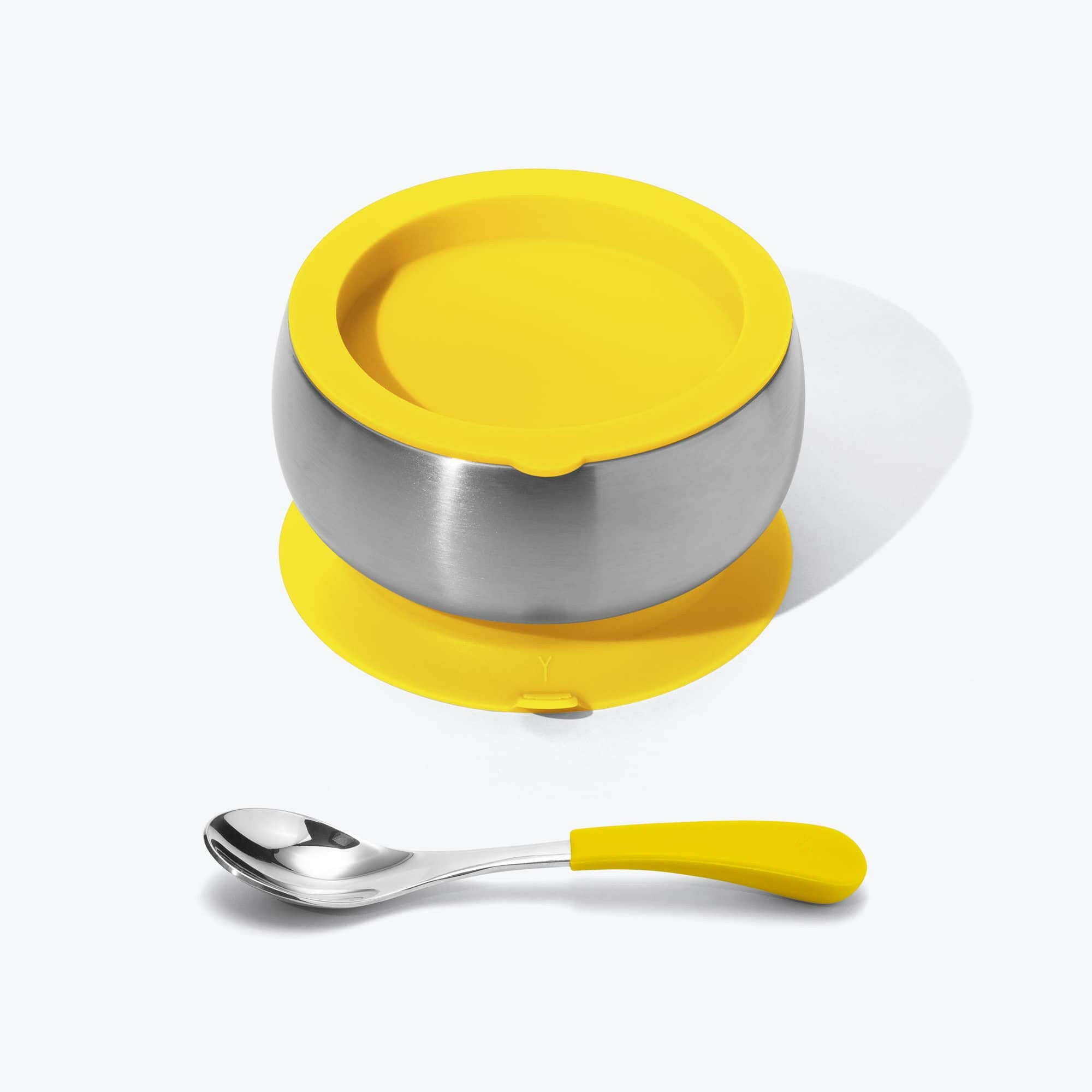 Avanchy Stainless Steel Baby Bowl with Spoon Combo + Air Tight Lid Baby Feeding Avanchy Sustainable Baby Dishware Yellow Baby