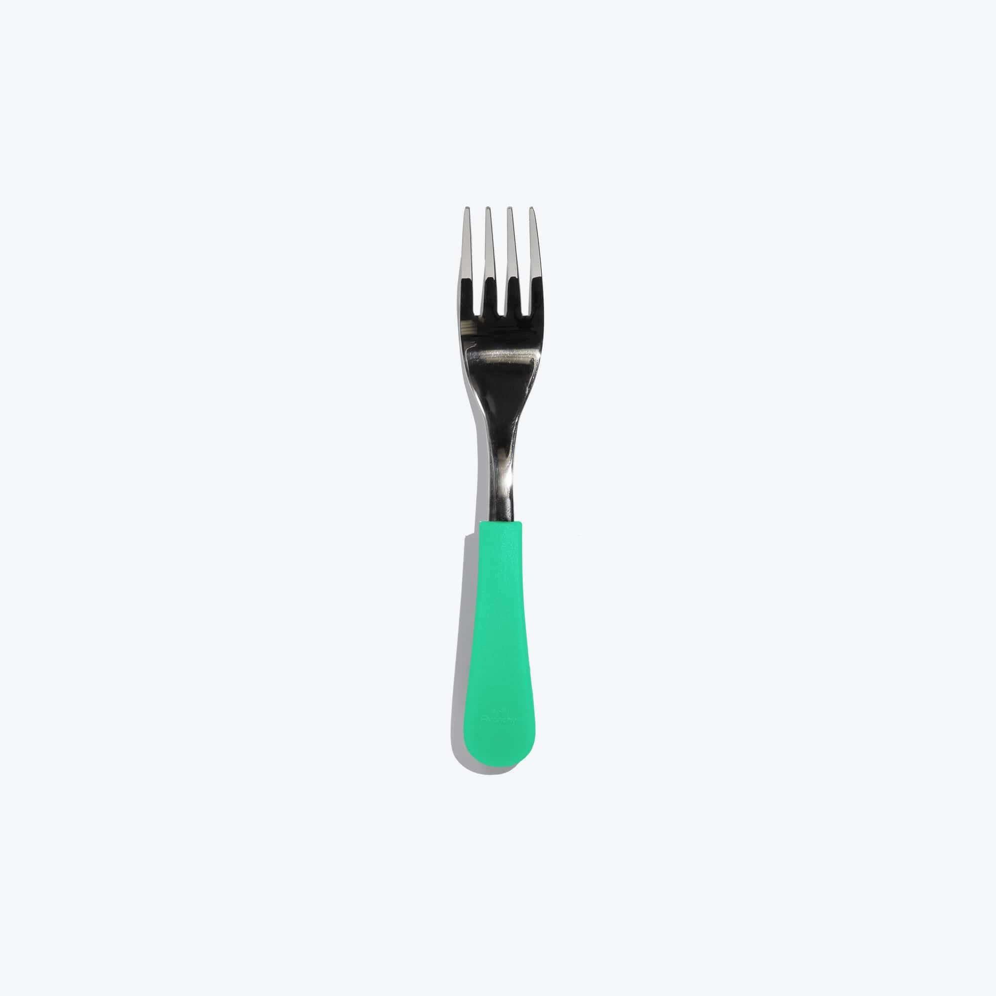 Avanchy Stainless Steel Baby Fork Single Toddler Feeding Avanchy Sustainable Baby Dishware Green