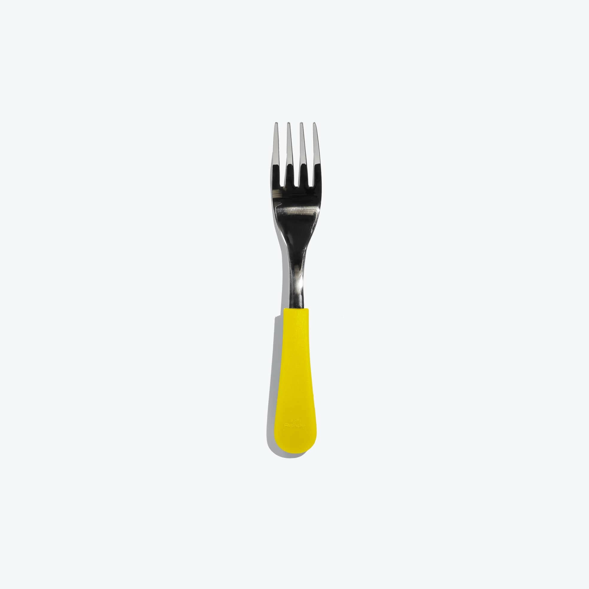 Avanchy Stainless Steel Baby Fork Single Toddler Feeding Avanchy Sustainable Baby Dishware Yellow