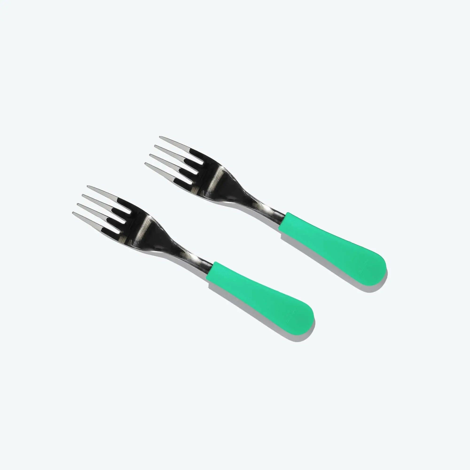 Avanchy Stainless Steel Baby Forks, 2 Pack Toddler Feeding Avanchy Sustainable Baby Dishware Green 2 Forks