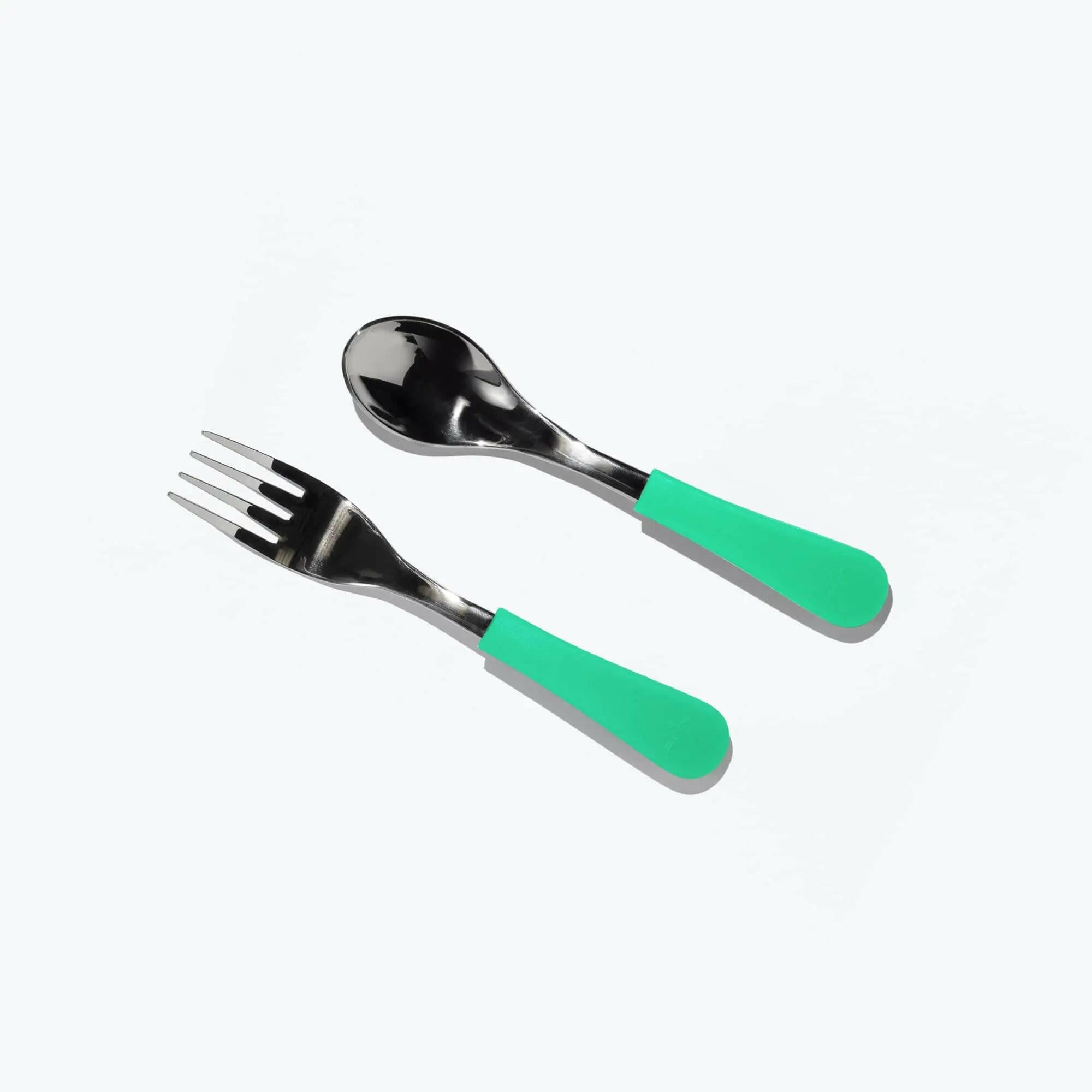 Avanchy Stainless Steel Baby Forks, 2 Pack Toddler Feeding Avanchy Sustainable Baby Dishware Green Fork-Spoon
