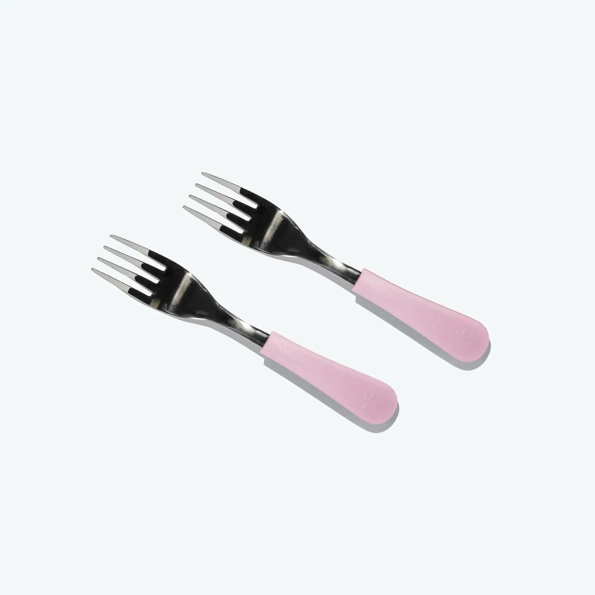 Avanchy Stainless Steel Baby Forks, 2 Pack Toddler Feeding Avanchy Sustainable Baby Dishware Pink 2 Forks