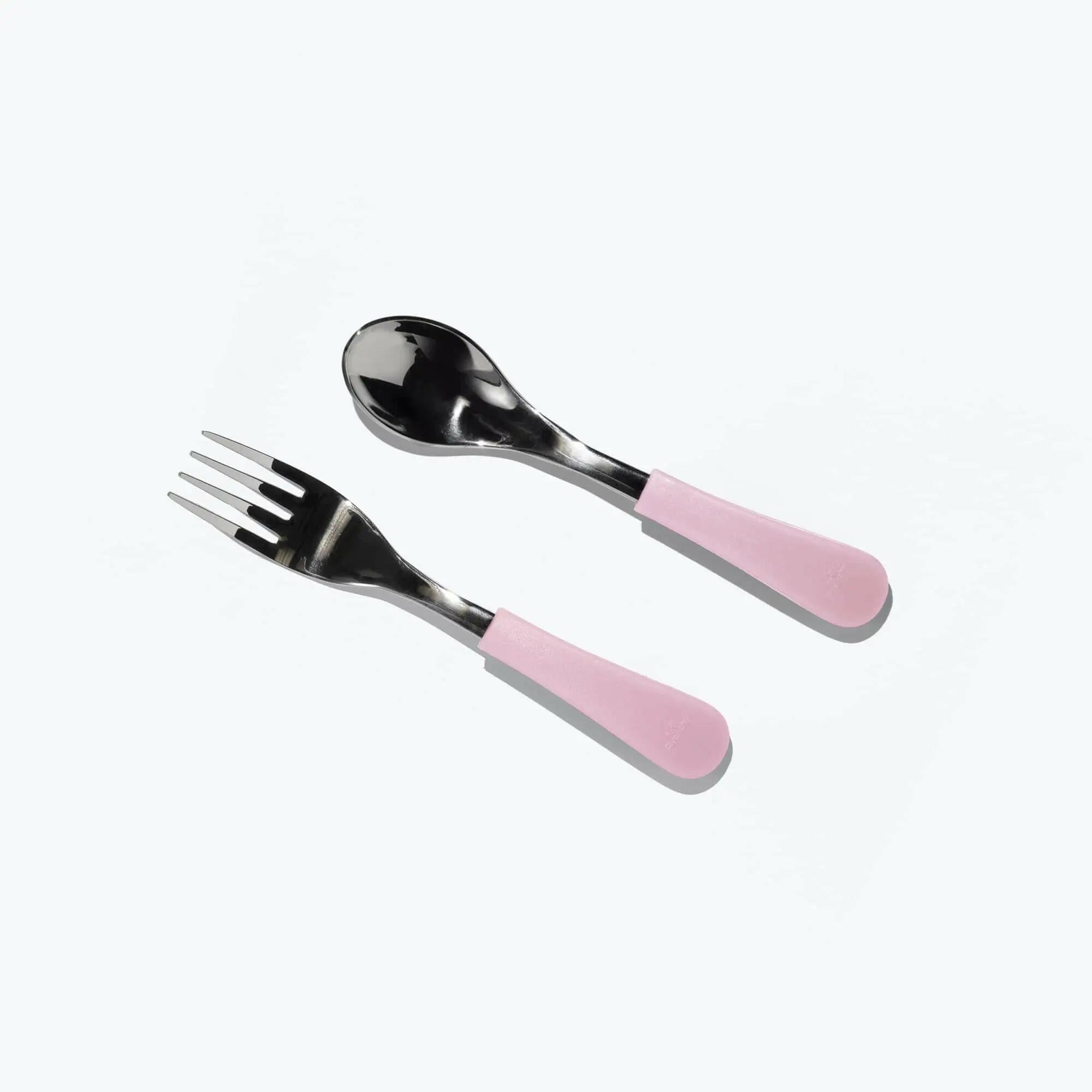 Avanchy Stainless Steel Baby Forks, 2 Pack Toddler Feeding Avanchy Sustainable Baby Dishware Pink Fork-Spoon