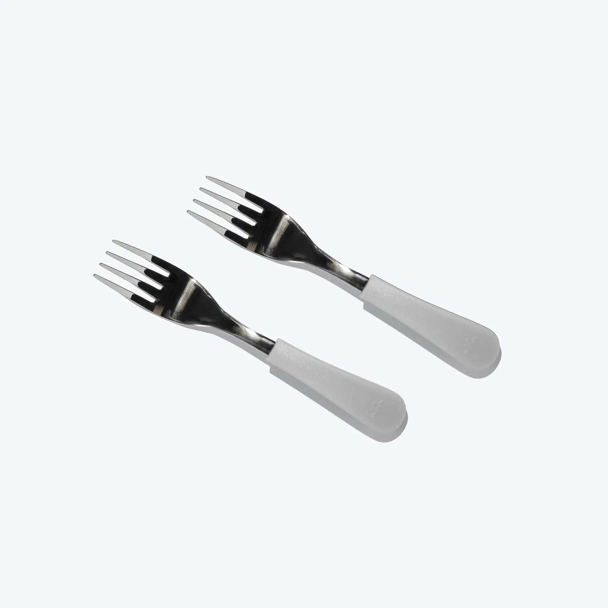 Avanchy Stainless Steel Baby Forks, 2 Pack Toddler Feeding Avanchy Sustainable Baby Dishware Gray 2 Forks
