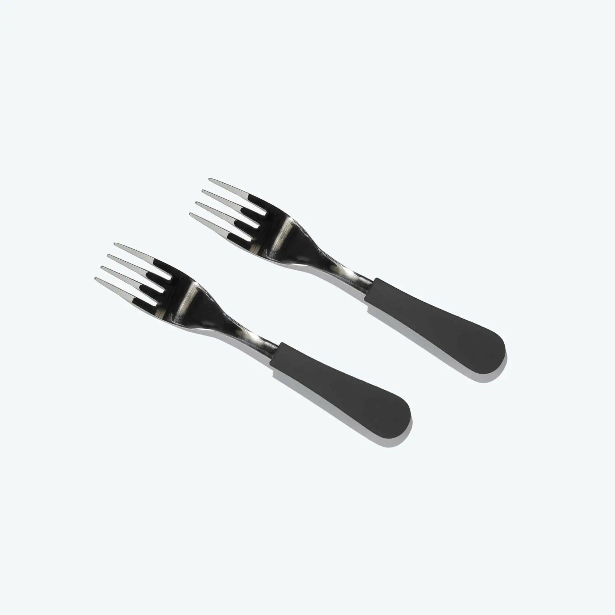 Avanchy Stainless Steel Baby Forks, 2 Pack Toddler Feeding Avanchy Sustainable Baby Dishware Black 2 Forks