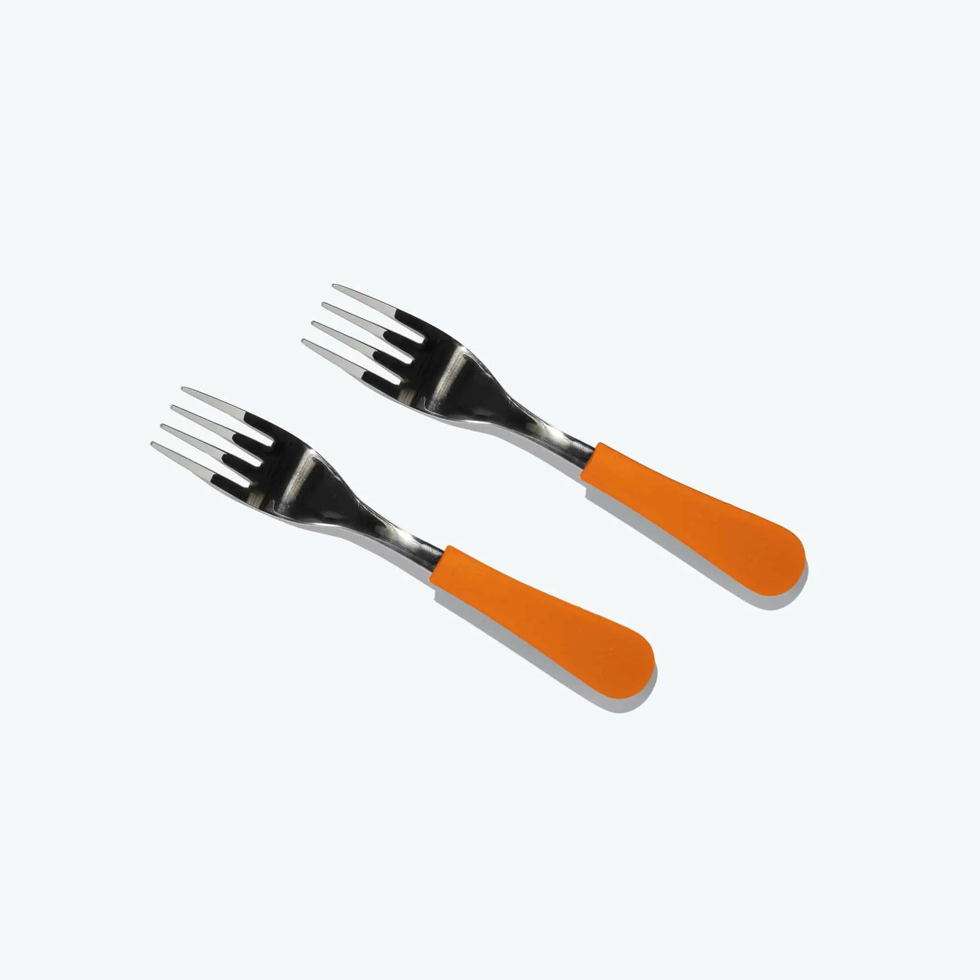 Avanchy Stainless Steel Baby Forks, 2 Pack Toddler Feeding Avanchy Sustainable Baby Dishware Orange 2 Forks