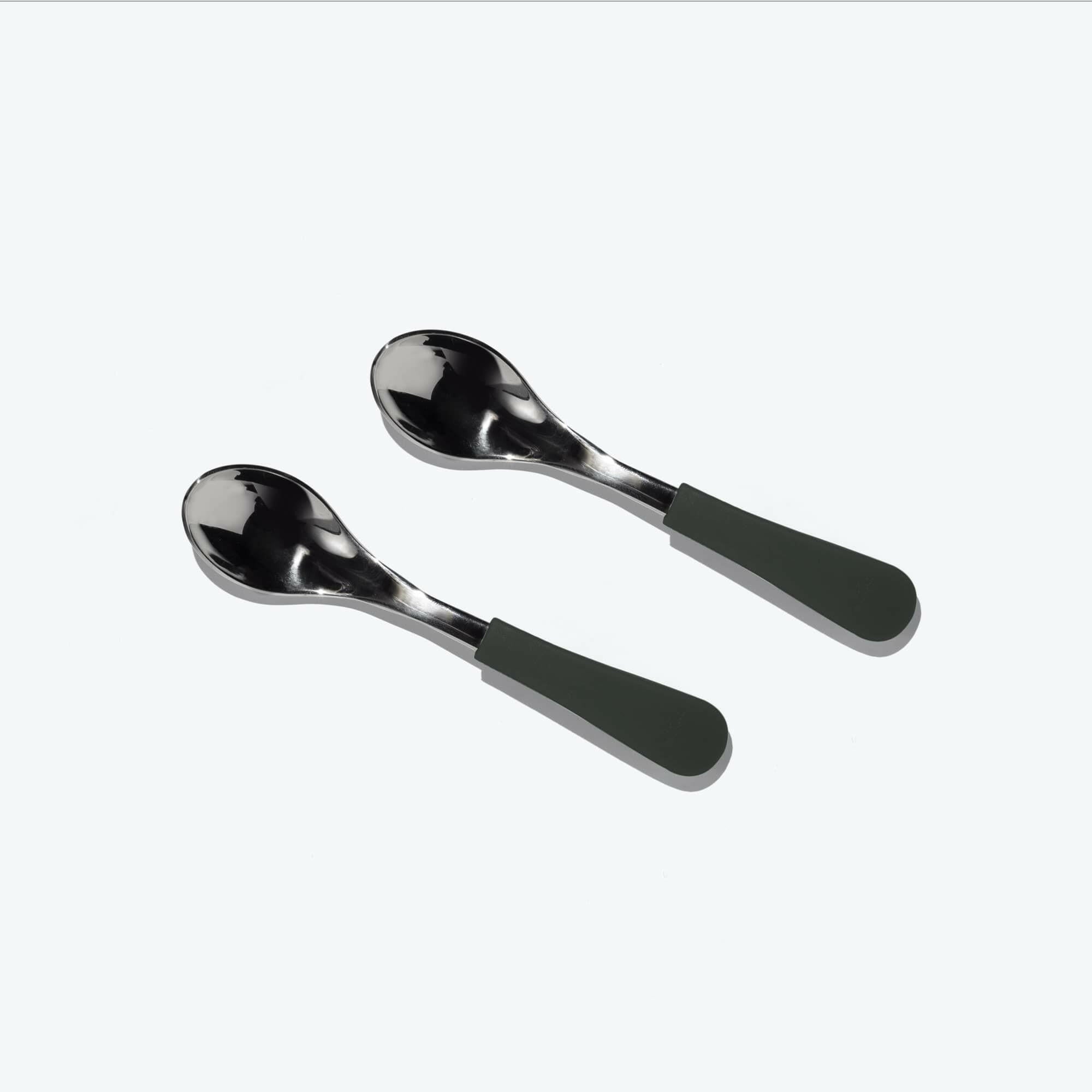 Avanchy Stainless Steel Baby Spoons 2 Pack. (Older Babies) Baby Feeding Avanchy Sustainable Baby Dishware Black
