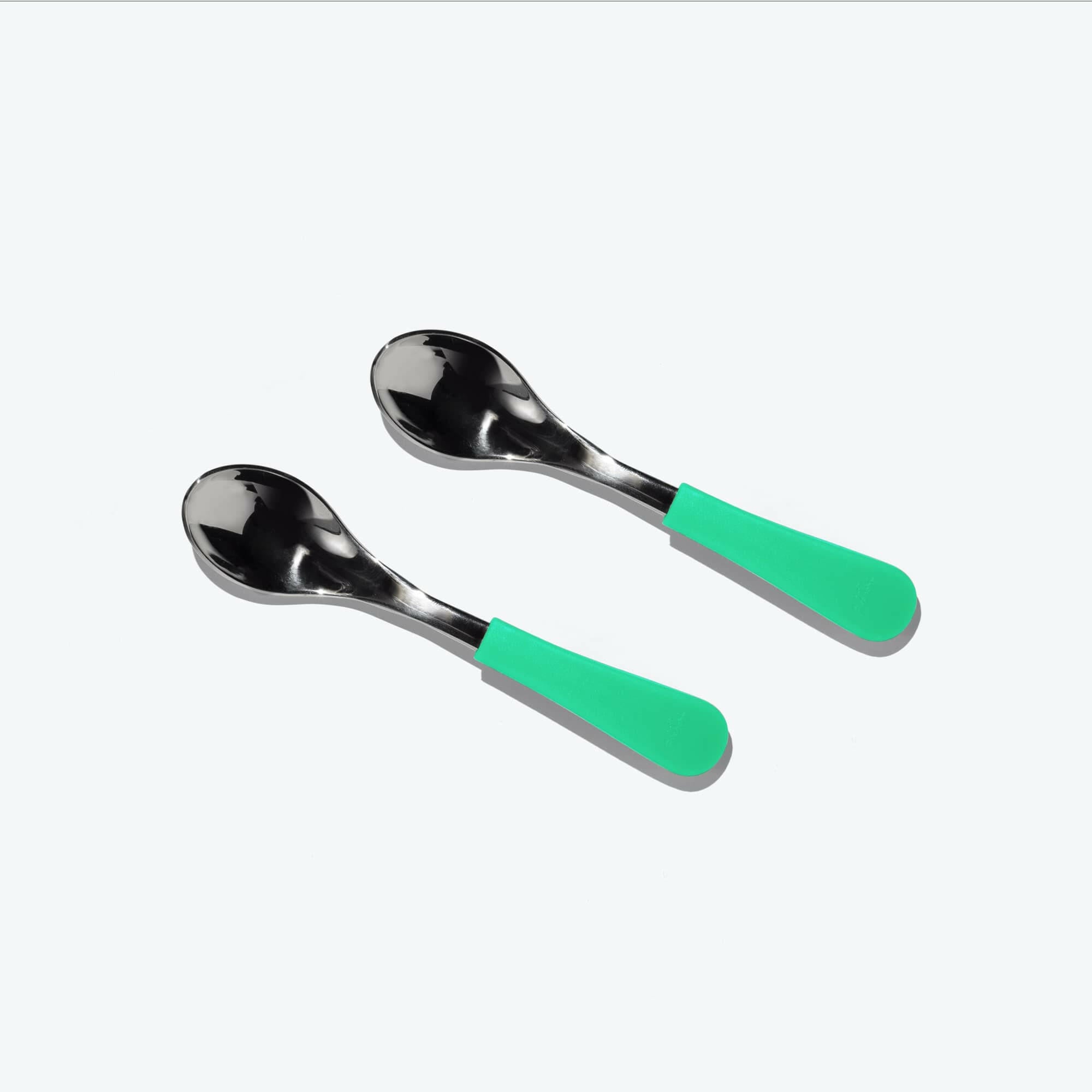 Avanchy Stainless Steel Baby Spoons 2 Pack. (Older Babies) Baby Feeding Avanchy Sustainable Baby Dishware Green