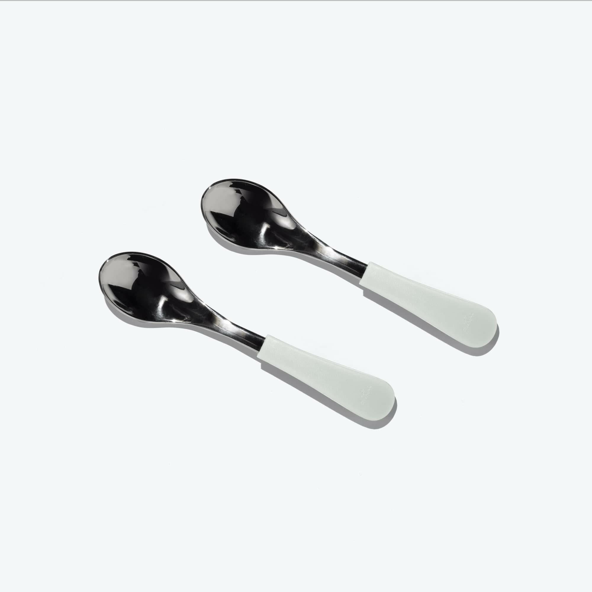 Avanchy Stainless Steel Baby Spoons 2 Pack. (Older Babies) Baby Feeding Avanchy Sustainable Baby Dishware White