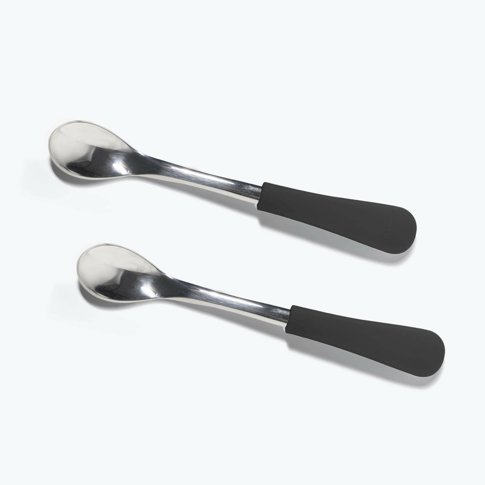 Avanchy Stainless Steel Infant Spoons 2 Pack. (Younger Babies) Baby Feeding Avanchy Sustainable Baby Dishware Black