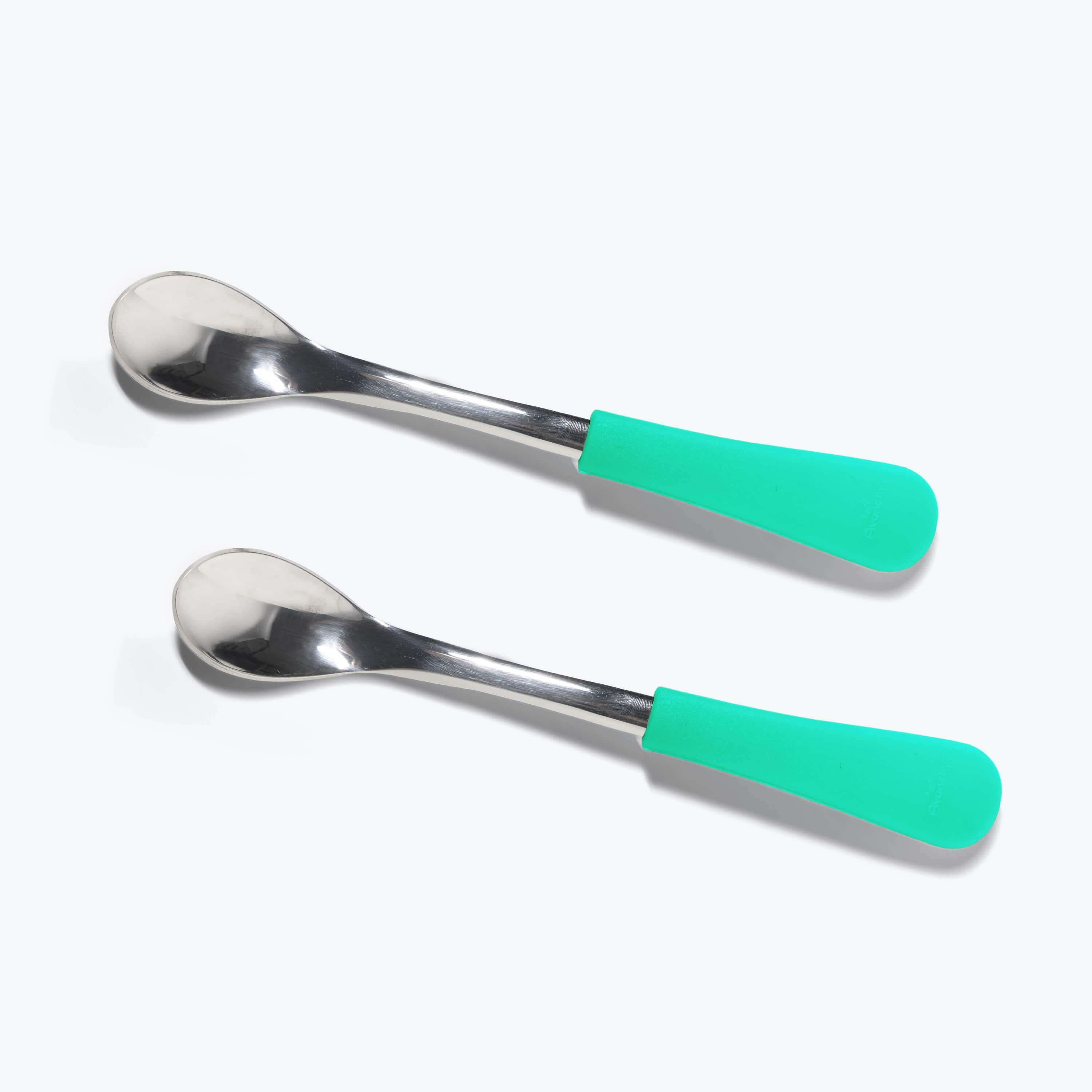 Avanchy Stainless Steel Infant Spoons 2 Pack. (Younger Babies) Baby Feeding Avanchy Sustainable Baby Dishware Green