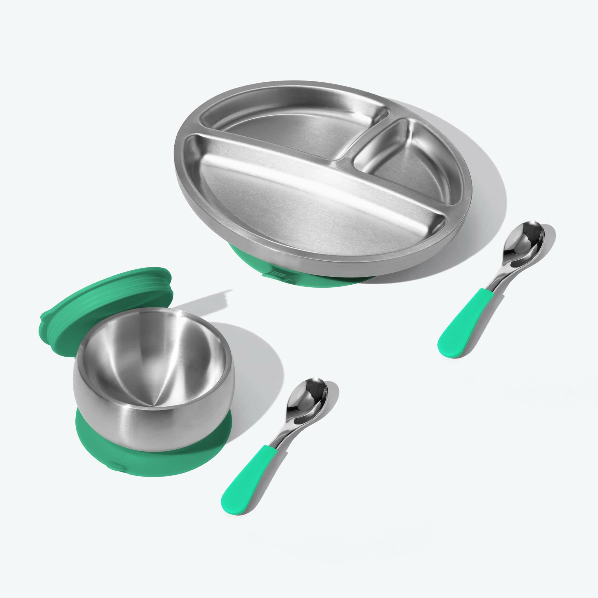 Avanchy Stainless Steel Rainbow Baby Collections Baby Feeding Avanchy Sustainable Baby Dishware Green