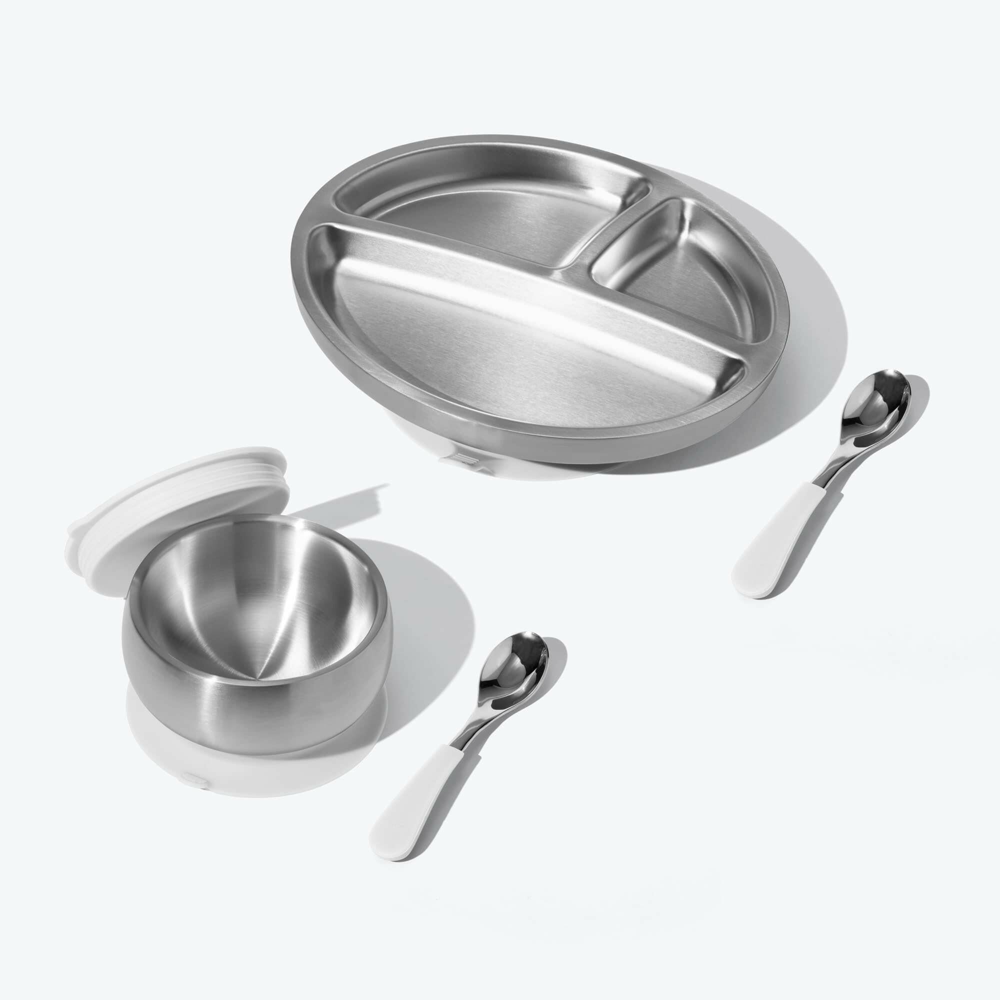 Avanchy Stainless Steel Rainbow Baby Collections Baby Feeding Avanchy Sustainable Baby Dishware White