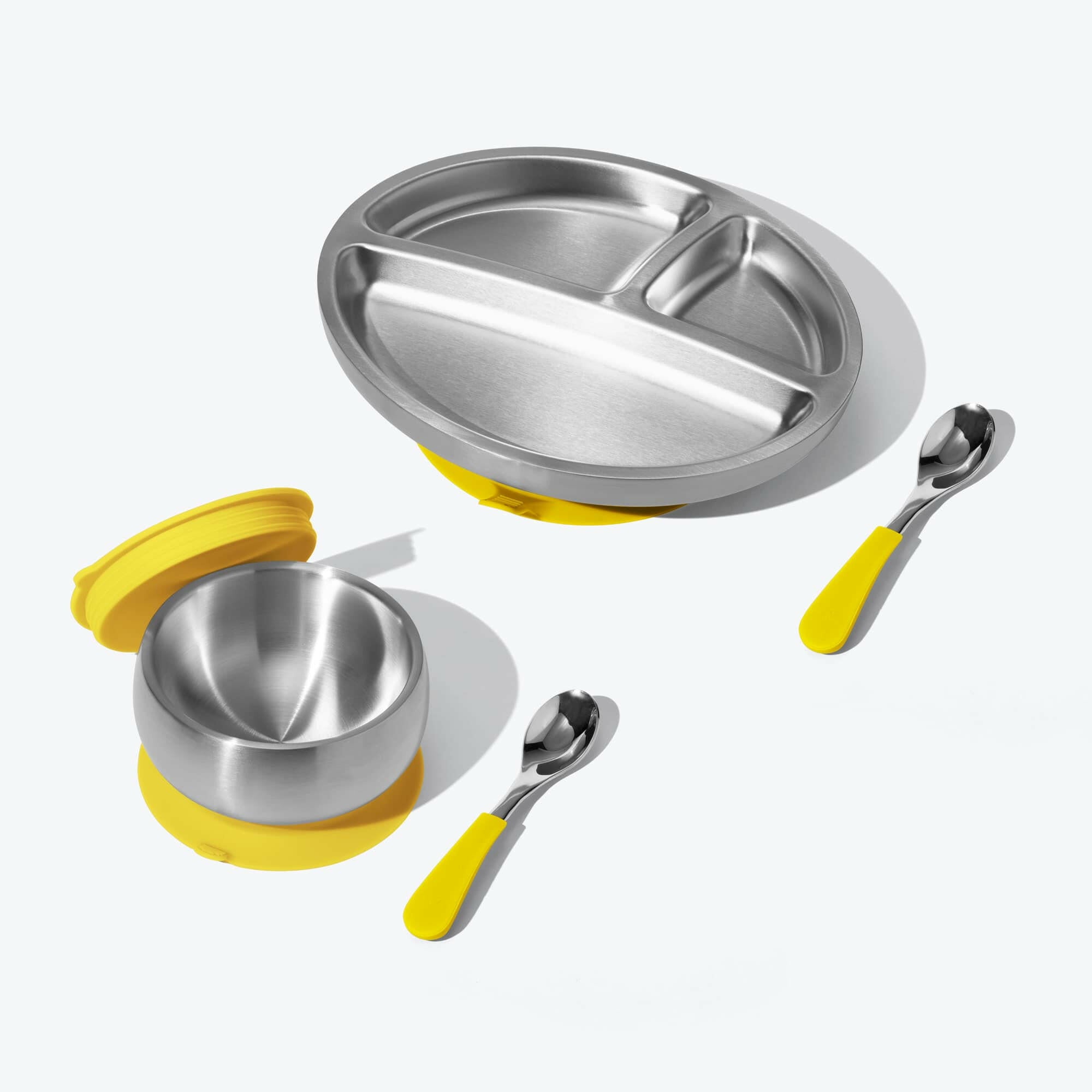 Avanchy Stainless Steel Rainbow Baby Collections Baby Feeding Avanchy Sustainable Baby Dishware Yellow