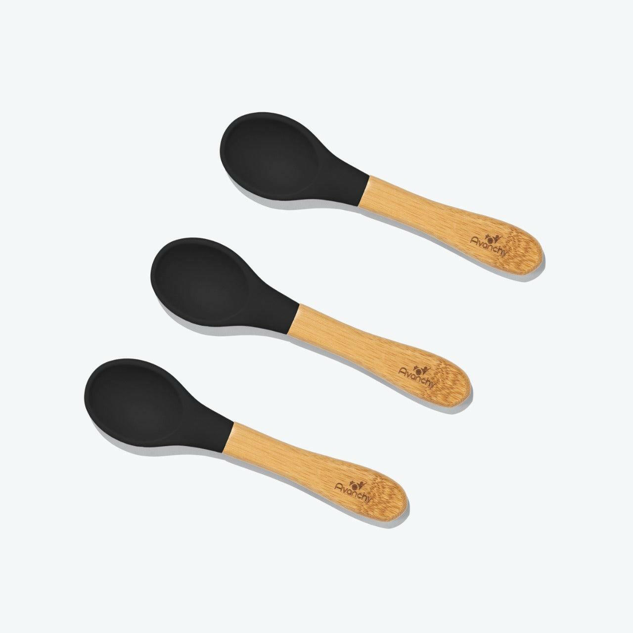 Avanchy Exclusive Monochrome Utensils Bundle Baby Feeding Avanchy Sustainable Baby Dishware Black Baby