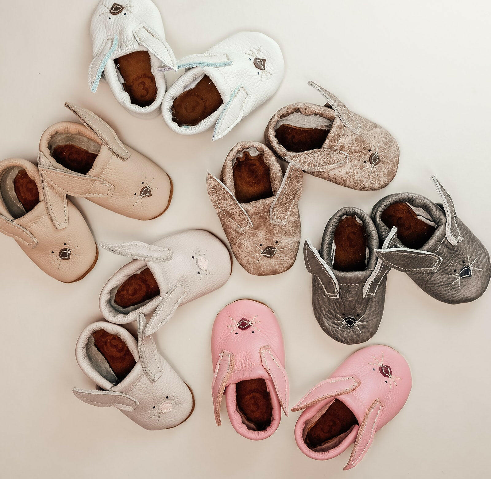 Latte Bunnies // Cute Critters Leather Shoes Baby and Toddler Bunny Baby Shoes Starry Knight Design