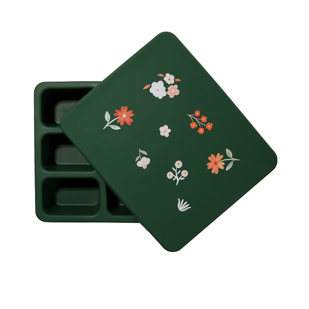Silicone Bento Box Mini Floral Hunter Green Austin Baby Collection