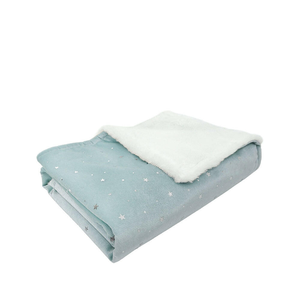Celestial Velvet and Faux Fur Baby Blanket - Ice Blue Blankets MON AMI