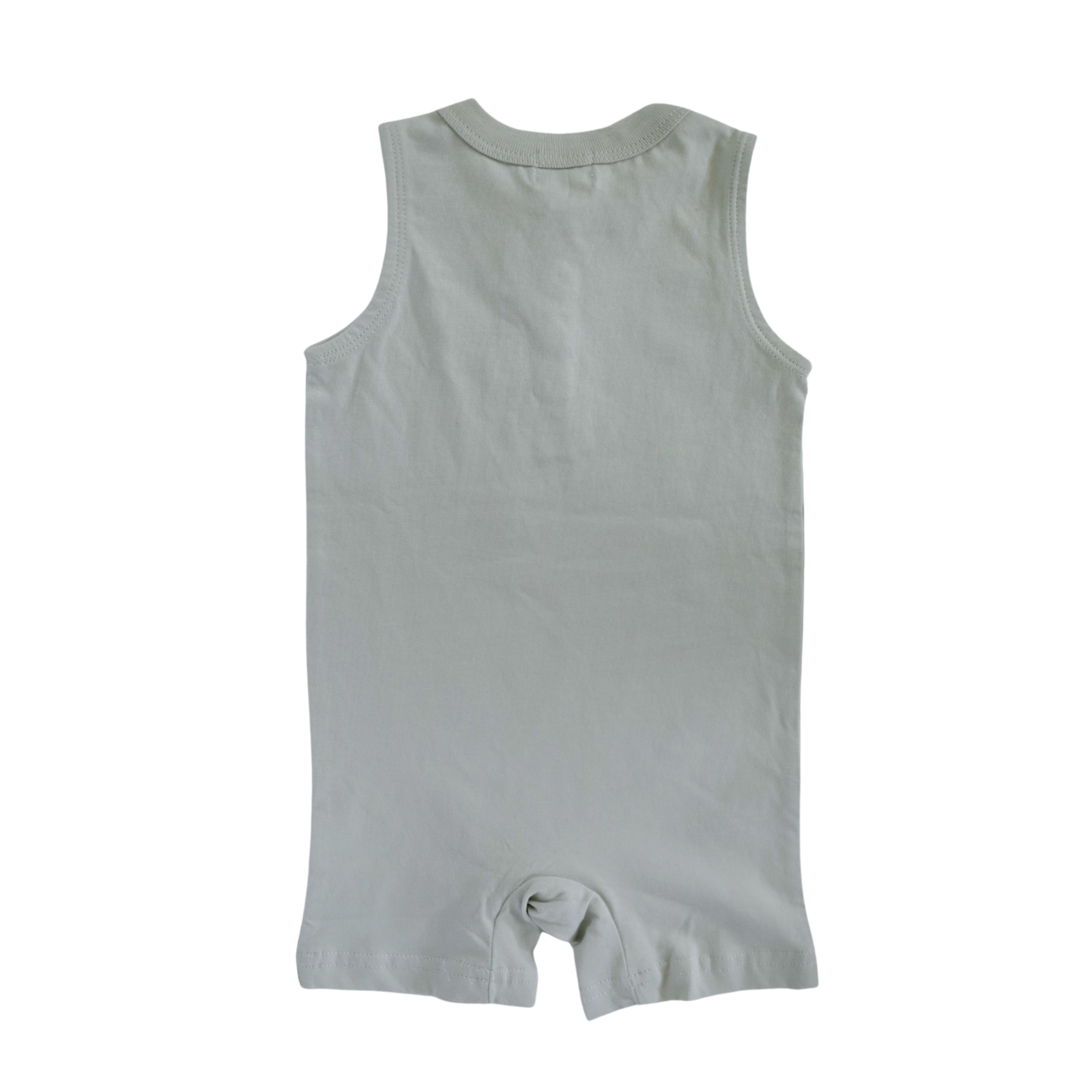 Sky Blue Henley Shorty Romper Polished Prints