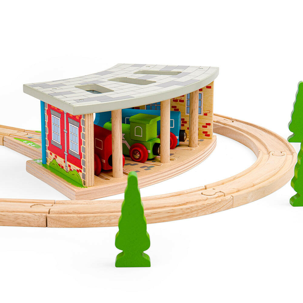 Triple Engine Shed by Bigjigs Toys US  Bigjigs Toys US