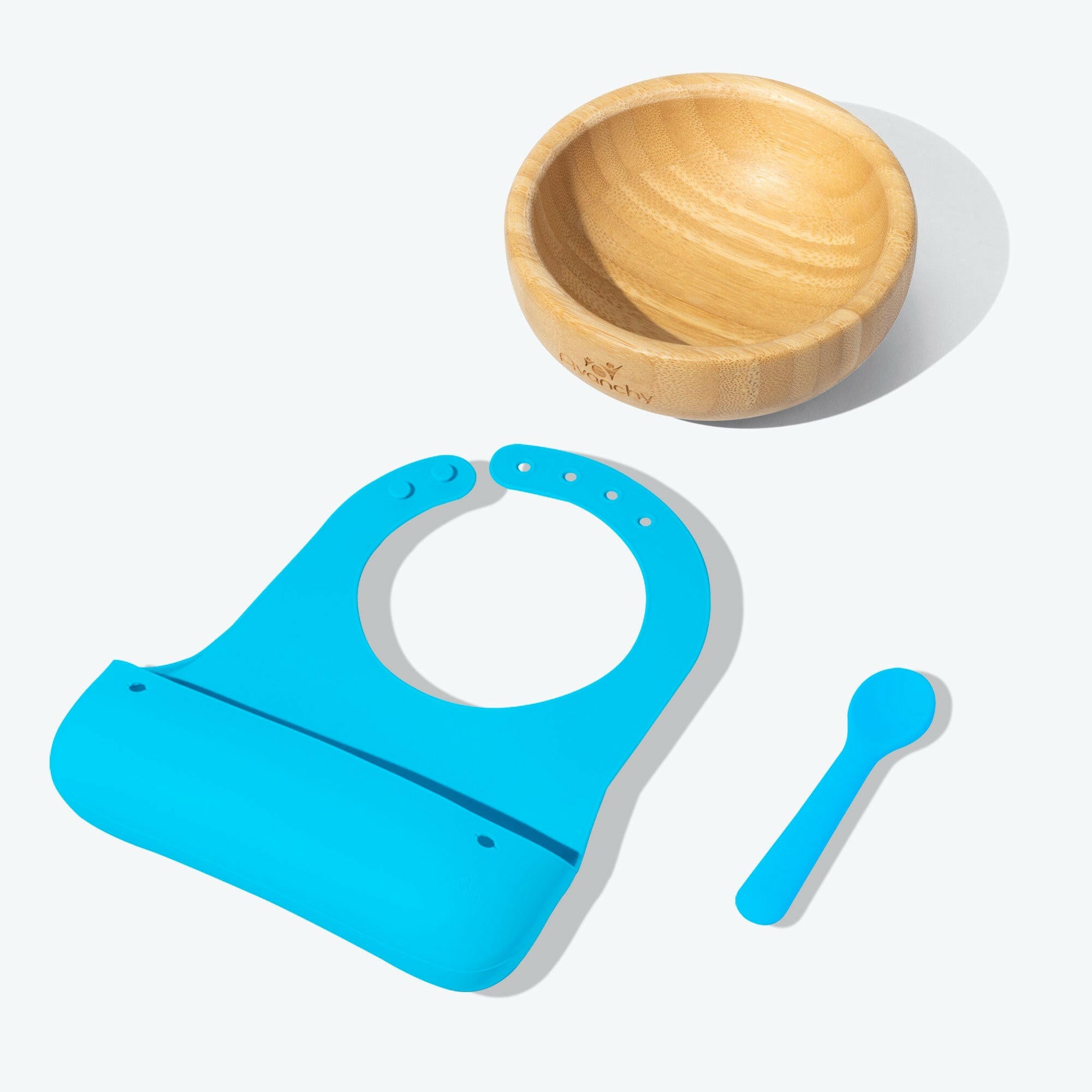 Avanchy Early Feeding Baby Gift Set Baby Feeding Avanchy Sustainable Baby Dishware Blue Bamboo Bowl