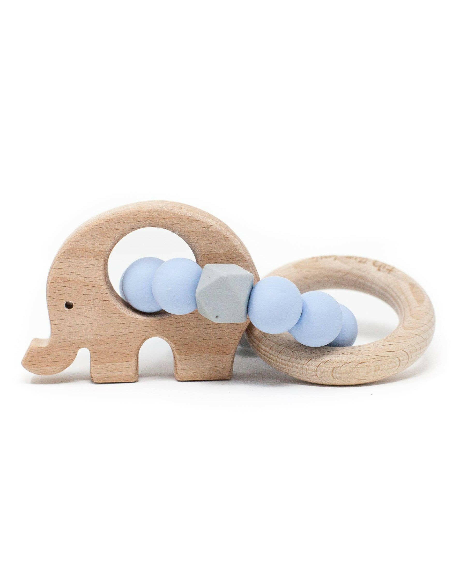 Elephant Teething Rattle Baby Essentials Three Hearts Baby Blue