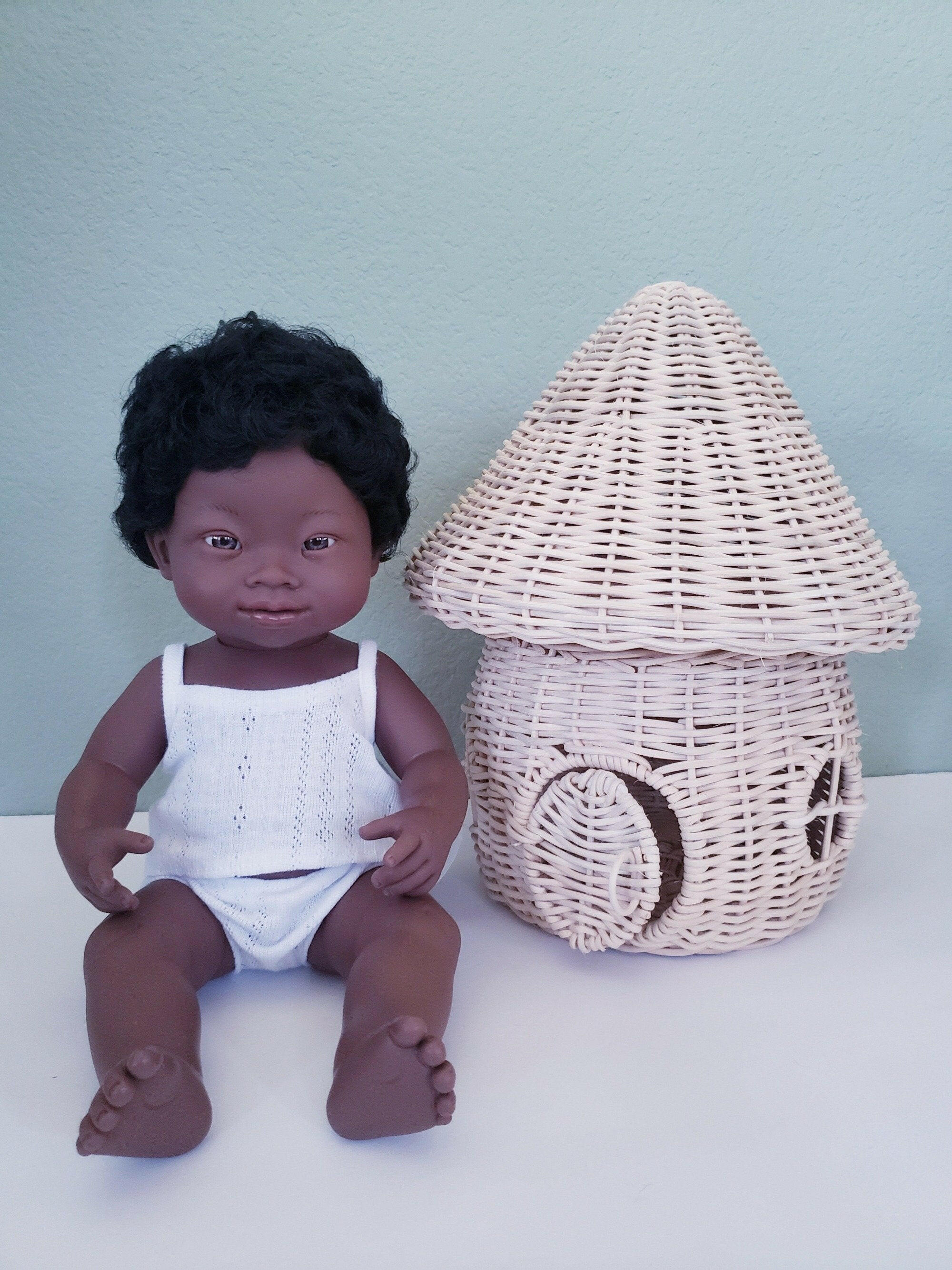 Black Baby Doll Boy with Down Syndrome Dolls Miniland