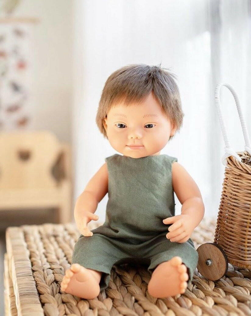 Baby Doll Boy with Down Syndrome Dolls Miniland Brunette