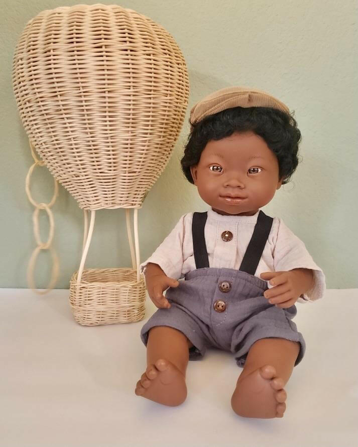 Black Baby Doll Boy with Down Syndrome Dolls Miniland