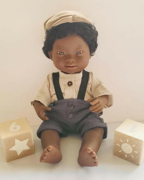 Black Baby Doll Boy with Down Syndrome Dolls Miniland