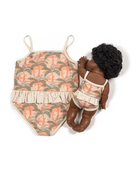 Minikane Doll & Me -Bahia Swimsuit in Palm Trees jersey Doll Clothing Minikane