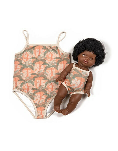 Minikane Doll & Me -Bahia Swimsuit in Palm Trees jersey Doll Clothing Minikane