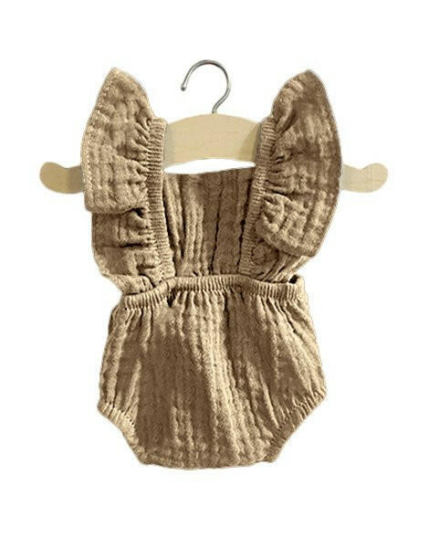 Minikane Retro Lou Romper - Taupe Doll Clothing Minikane