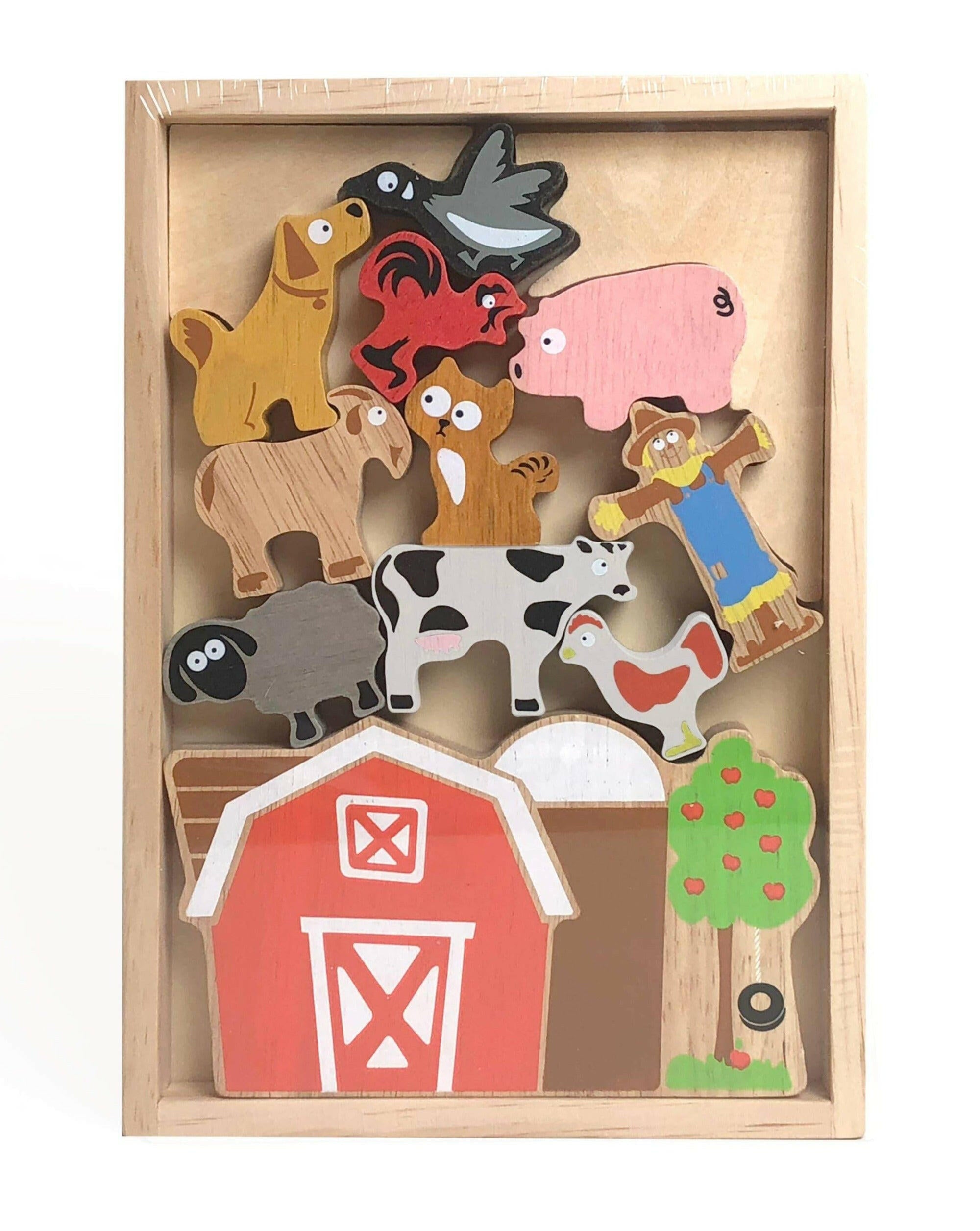 Balance Barn Game - Stacking Game & Farm Playset Wooden Toys BeginAgain