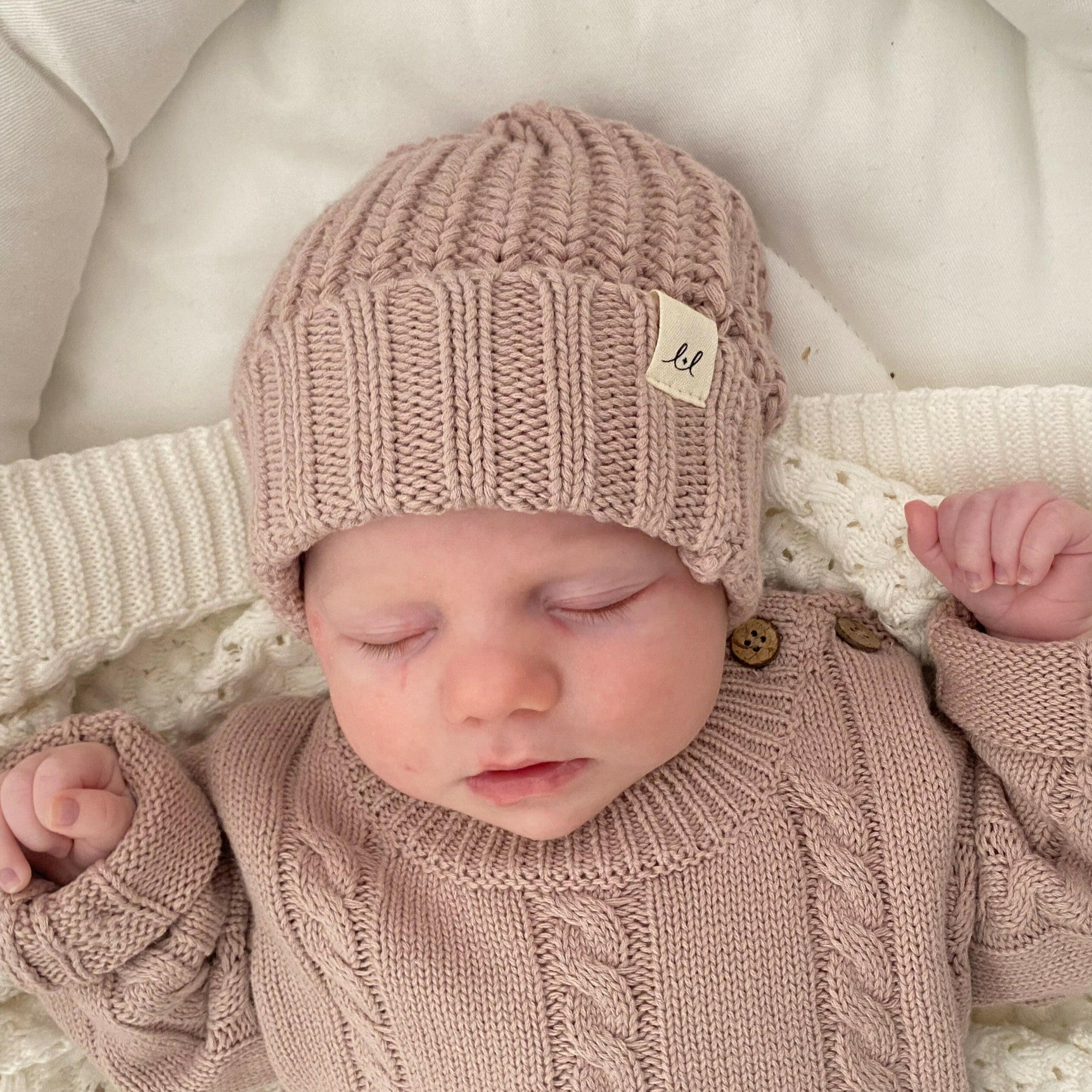 Chunky Knit Beanie - Dusty Petal  Luna + Luca