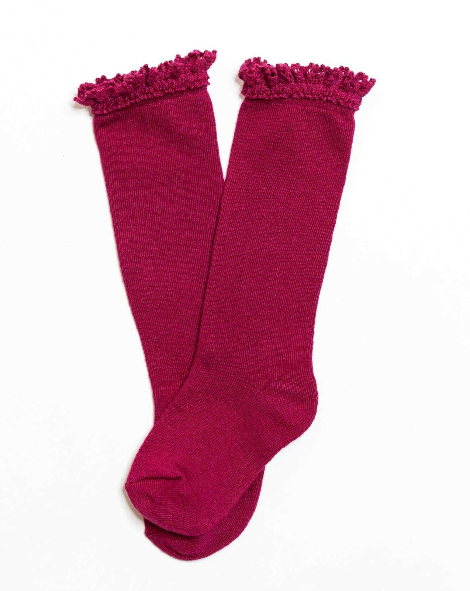 Berry Lace Top Knee Highs Socks Little Stocking Co