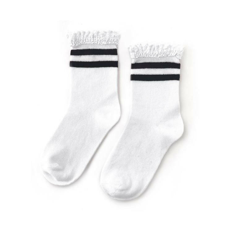 Black Stripe Lace Midi Socks Socks Little Stocking Co