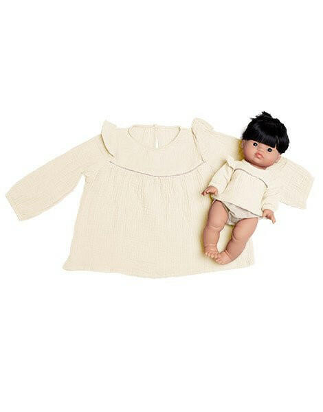 Minikane Doll & Me Outfits - Marina Blouse in Cotton Double Gauze Ecru Doll Clothing Minikane