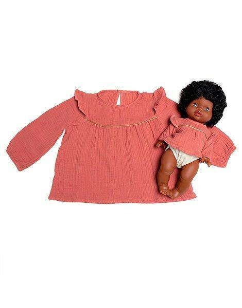 Minikane Doll & Me Outfits - Marina Blouse in Cotton Double Gauze Marsala Baby & Toddler Clothing Minikane