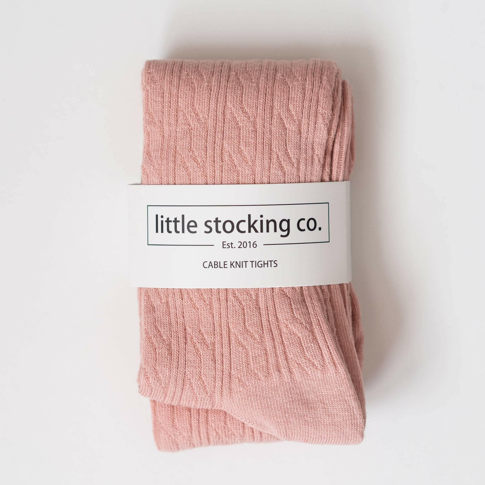Blush Cable Knit Tights Tights Little Stocking Co 0/6M Blush