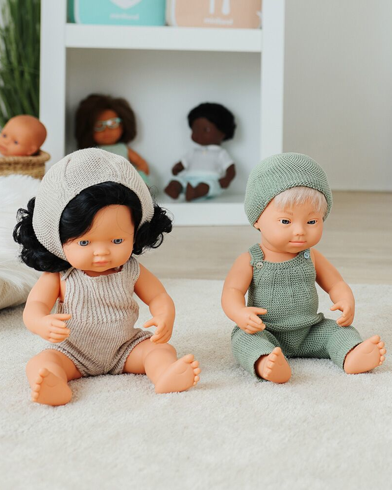 Knitted Romper & Bonnet Doll Clothing Miniland