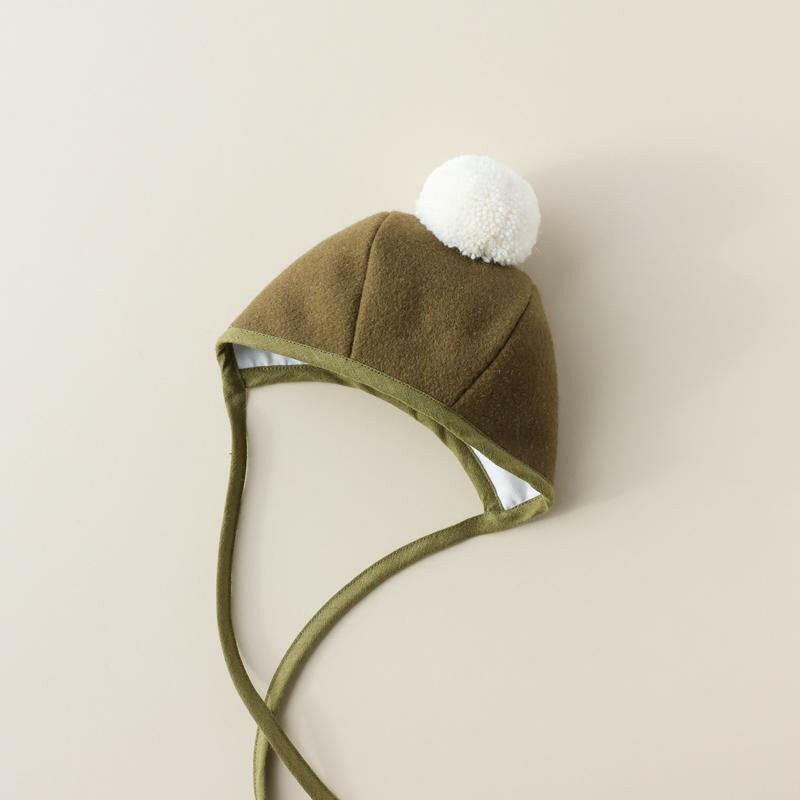 Olive Pom Briar Baby Wool Bonnet Bonnets Briar Baby 3-6m Olive
