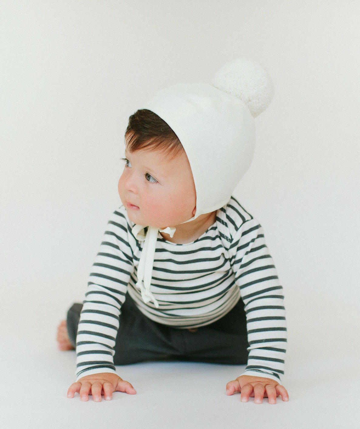 Ivory Pom Bonnet Cotton-Lined Bonnets Briar Baby®